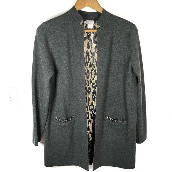 Chico’s Animal Print Cardigan Size S Jacket - Picture 1 of 9
